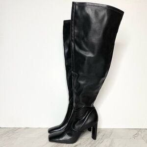Sarto Franco Sarto Flexa Black Leather Square Toe Wide Calf Tall Boot 7 1/2 M